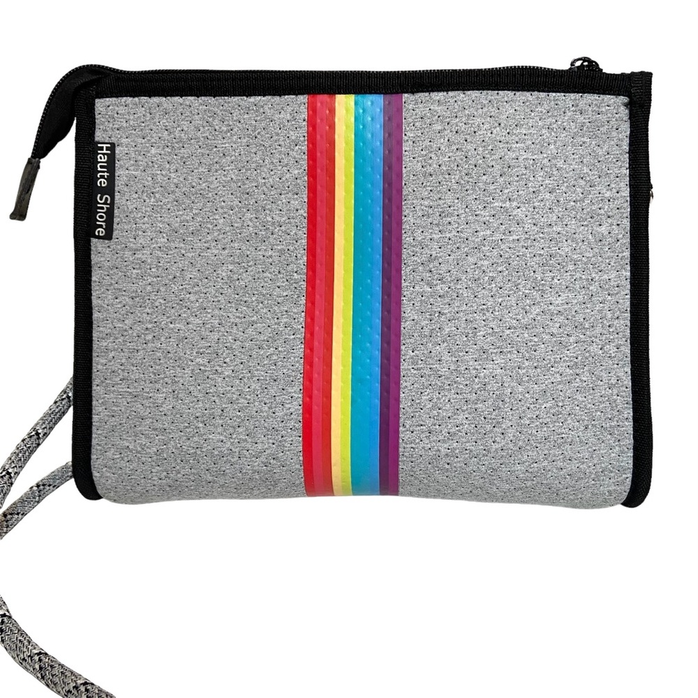 HAUTE SHORE Rainbow Stripe Neoprene Zip Crossbody Bag